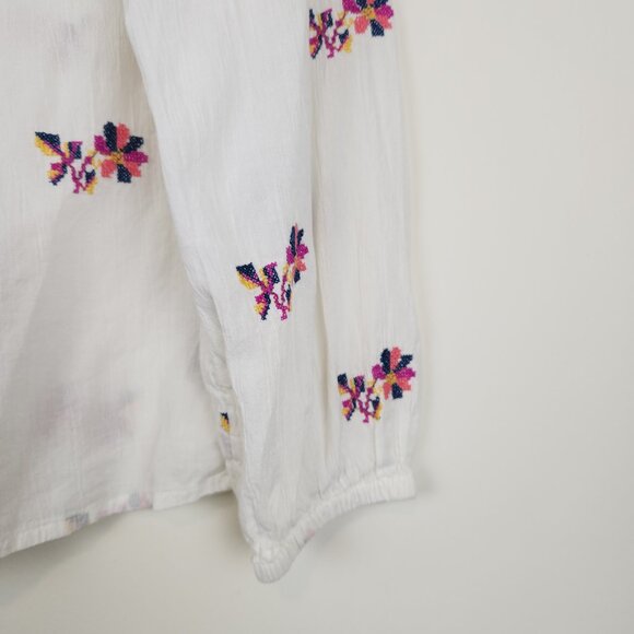 Gap Size M Floral Embroidered Boho Long Sleeve On or Off Shoulder Top Blouse - Picture 3 of 7